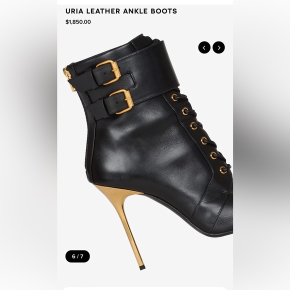 BALMAIN URIA LEATHER ANKLE BOOTS - Picture 13 of 13